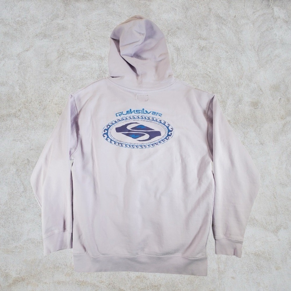 Quiksilver Hoodie Mens Large Light Purple Y2K Double Sided Surf Grunge Pullover - Picture 2 of 13